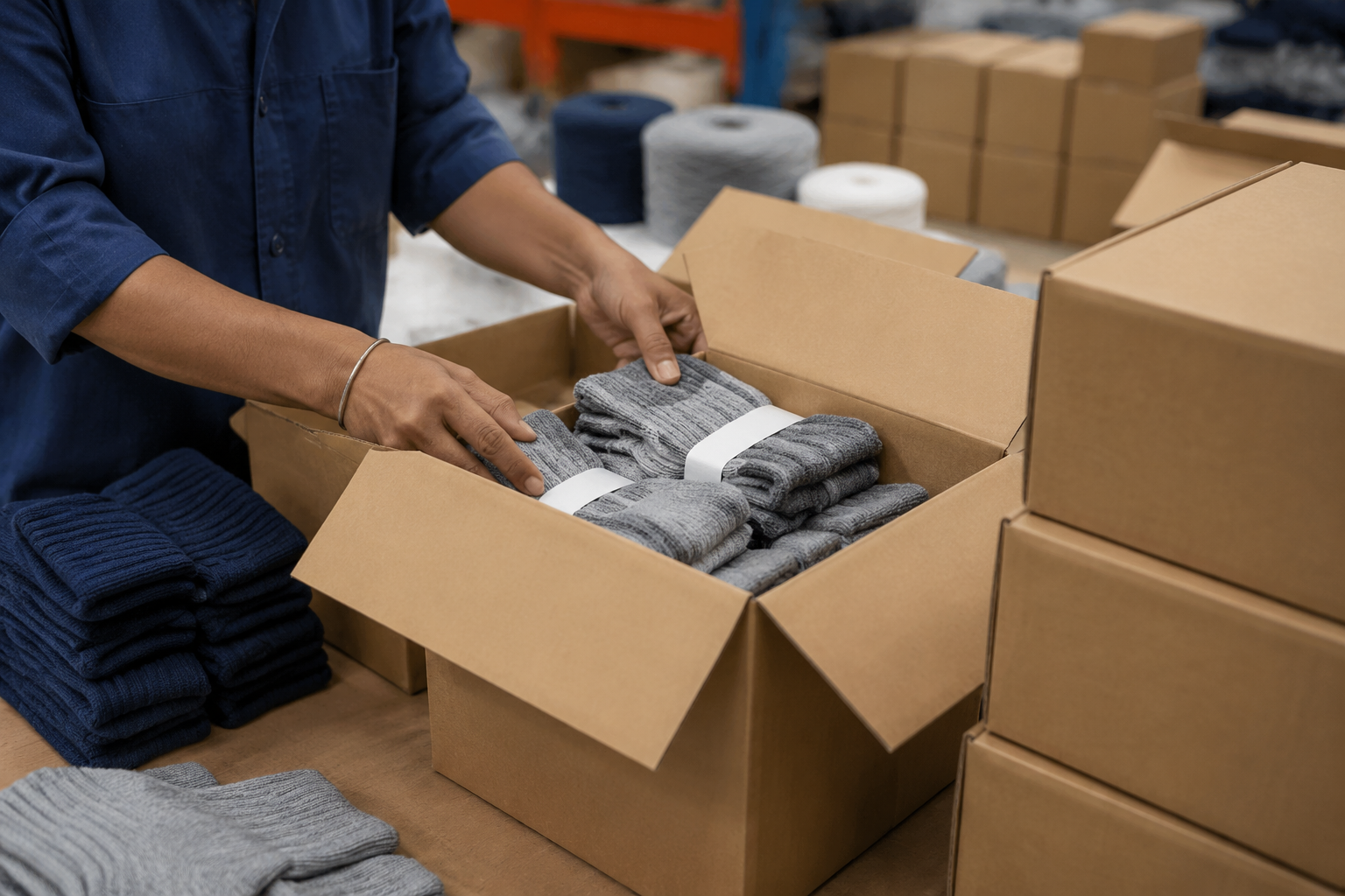 How Sock Cartons and Master Cases Are Packed for Export